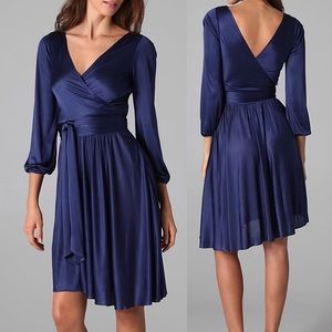 Halston Heritage blue long sleeve wrap dress